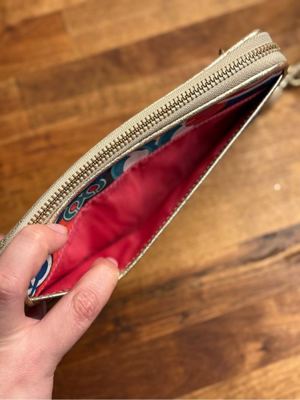 Coach Poppy Multicolor Long Wallet Wristlet with Gold Trim - Picture 8 of 12